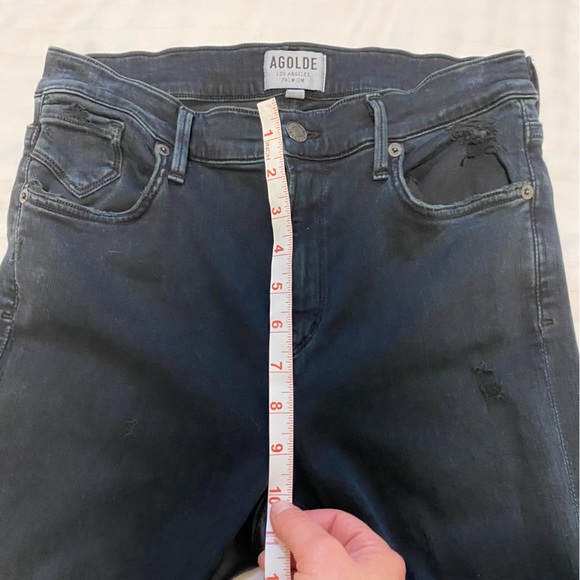 Agolde Sophie High Rise Distressed Skinny Jean Ruthless Black size 29 - Picture 14 of 15
